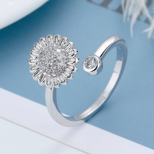 Anillo plateado girasol Anti estrés Anillo plateado girasol Anti estrés