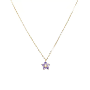 Collar diamantes de flor morada Collar diamantes de flor morada
