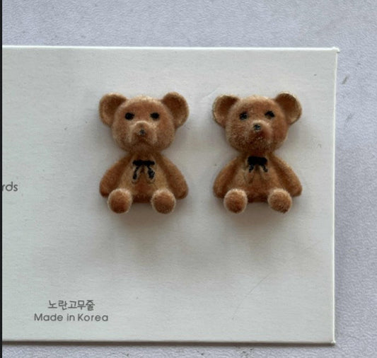 Aretes de osito de felpa