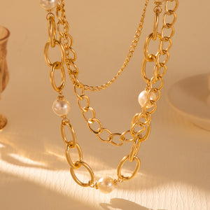 Collar Edna dorado con perla Collar Edna dorado con perla