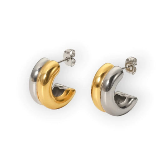 Arracadas dorado con plata acero inoxidable