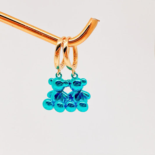 Aretes Teddy metalico azul