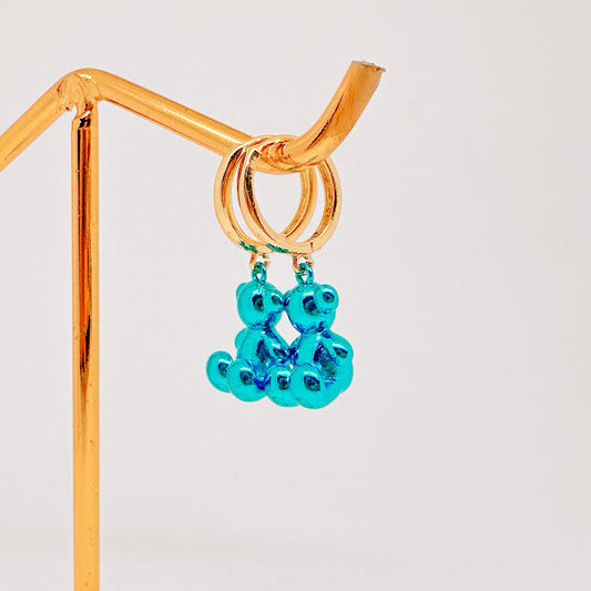 Aretes Teddy metalico azul