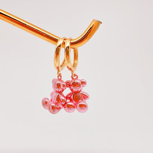 Aretes Teddy metalico rosa