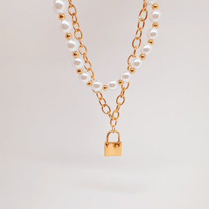 Collar Candado con perlas Collar Candado con perlas