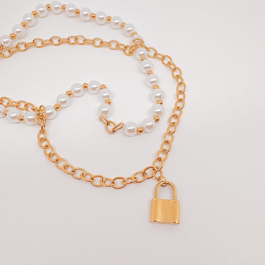 Collar Candado con perlas