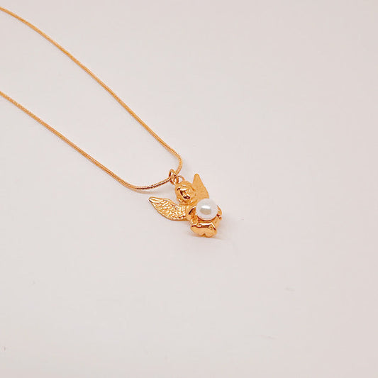 Collar Angel con perla dorado