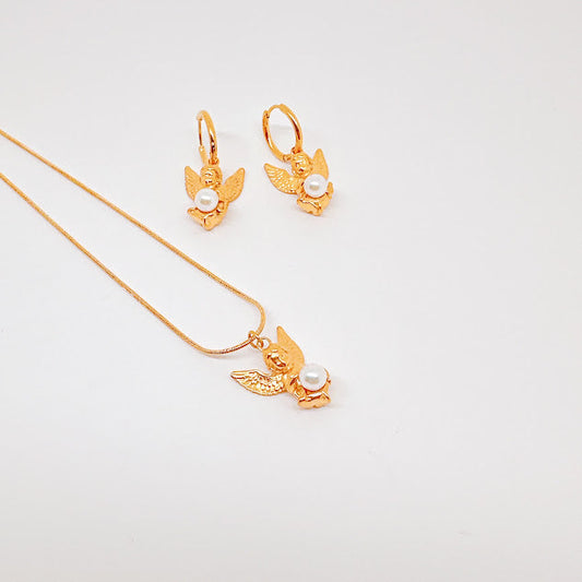 Collar Angel con perla dorado