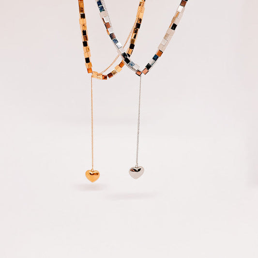 Collar Cubito con corazon plateado