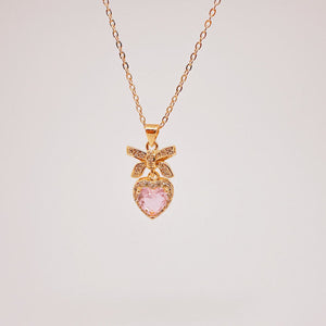 Collar Coquette glam dorado y rosa Collar Coquette glam dorado y rosa