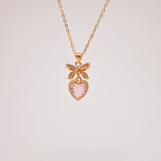 Collar Coquette glam dorado y rosa