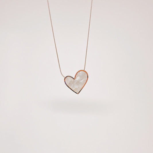 Collar Corazon aperlado II plateado