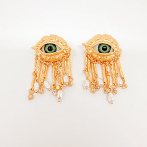 Aretes Anatomy Ojo verde dorados Aretes Anatomy Ojo verde dorados