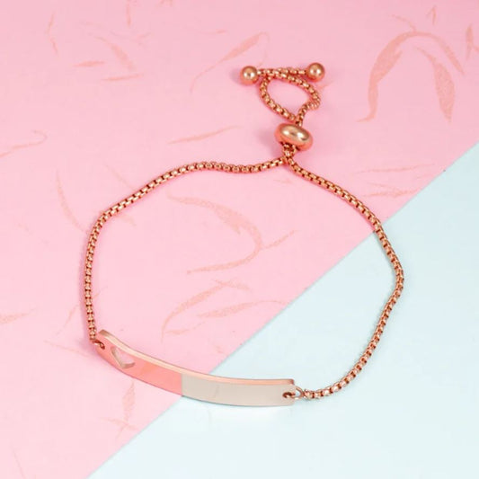 Pulsera ajustable color oro rosa con corazón