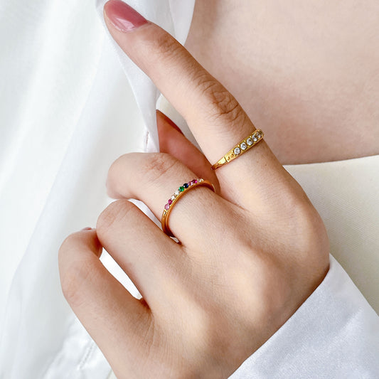 Anillos casuales básicos tendencia simples con mini piedras