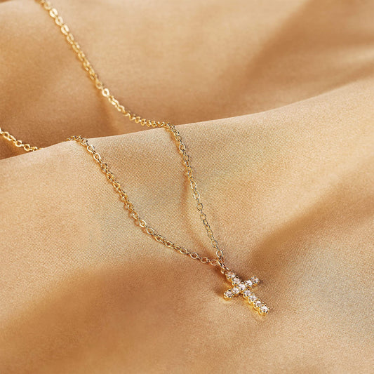 Collar dije de cruz piedras cristal básico formal