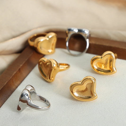 Anillo chunky corazón grande tendencia básico