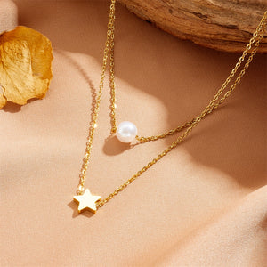 Collar doble estrella perlita Collar doble estrella perlita