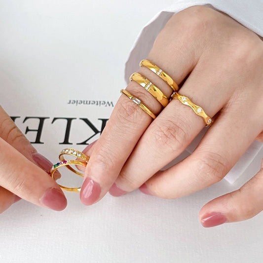 Anillos casuales básicos tendencia simples con mini piedras