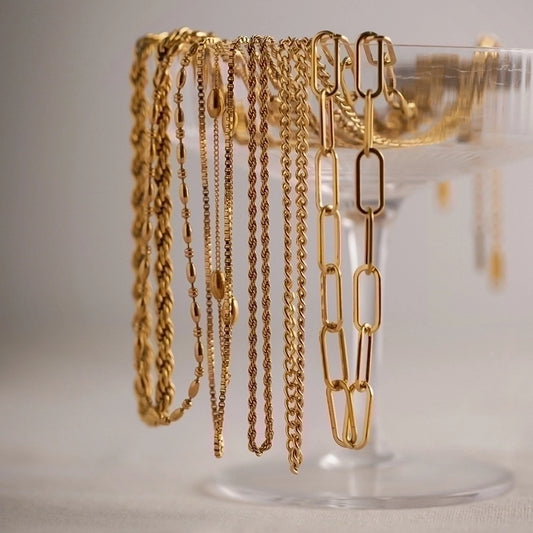 Collares básicos cadenas dorado casual formal