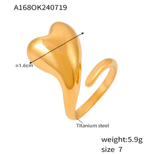Anillo grande corazon chunky geométrico casual Anillo grande corazon chunky geométrico casual