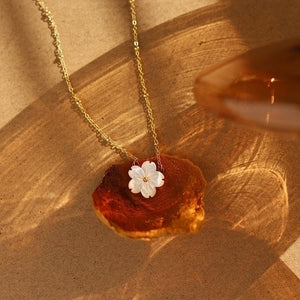 Collar flor mini estilo perla casual Collar flor mini estilo perla casual