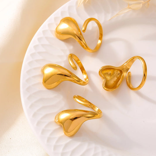 Anillo grande corazon chunky geométrico casual