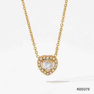 Juego de collar y aretes romántico corazón con circonias cristal Juego de collar y aretes romántico corazón con circonias cristal