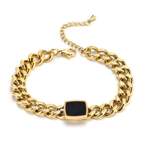 Juego collar pulsera cadena chunky con piedra negra Juego collar pulsera cadena chunky con piedra negra