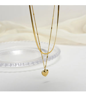 Collar doble con dije de corazón Collar doble con dije de corazón