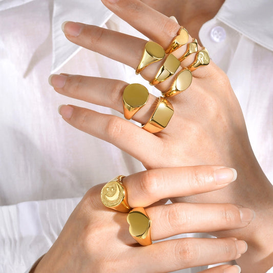 Anillos estilo francés chunky casuales