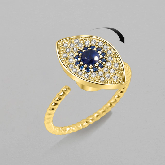 Anillo de ojo dorado con circonia Anti estrés