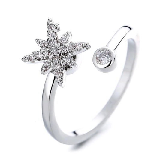 Anillo plateado estrella Anti estrés