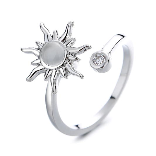 Anillo plateado sol Anti estrés