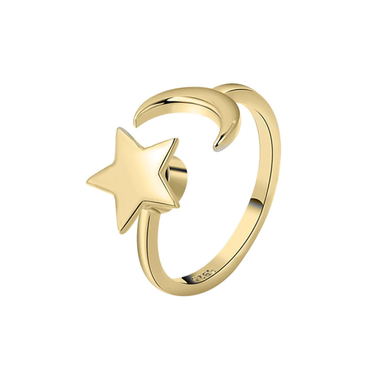 Anillo Luna y Sol dorado Anti estrés