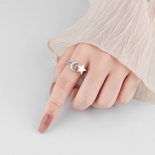 Anillo Luna y Sol dorado Anti estrés