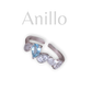 Anillo diamantes tipo gota plateado con azul