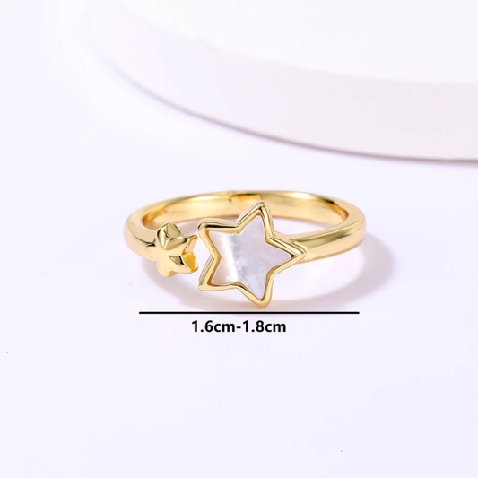 Anillo estrella madre perla ajustable
