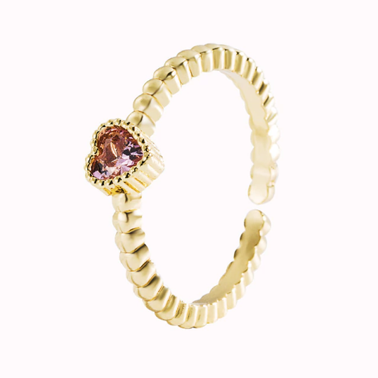 Anillos corazón diamante rosa clarito