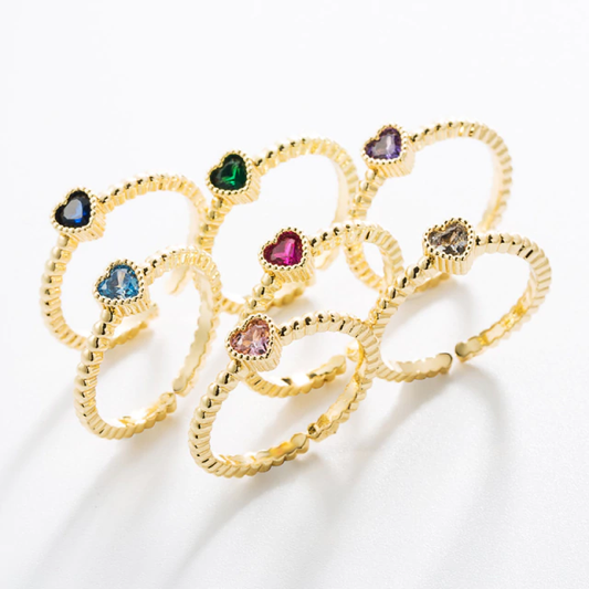 Anillos corazón diamante rosa clarito