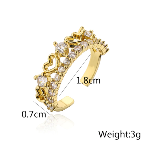 Anillo en forma de corona con diamantes