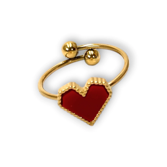 Anillo corazón rojo