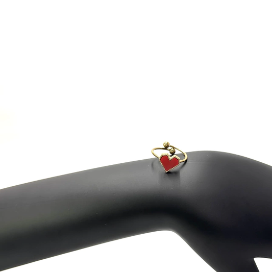 Anillo corazón rojo