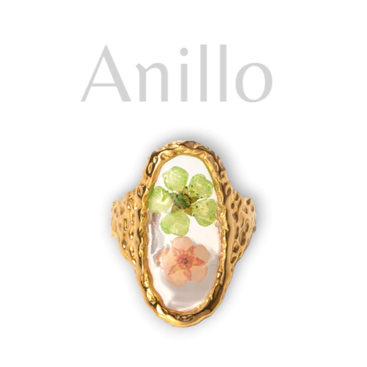 Anillo elegante de flores encapsuladas