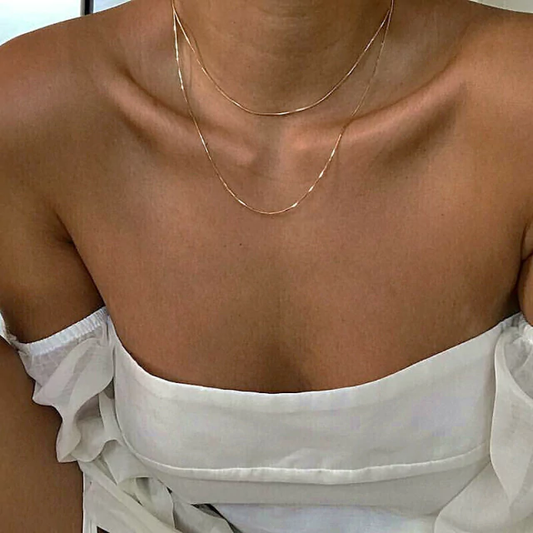 Collar doble dorado estilo simple
