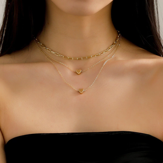Collar tiple dos corazones
