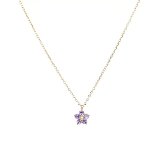 Collar diamantes de flor morada