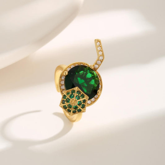 Anillo cocktail refrescante verde