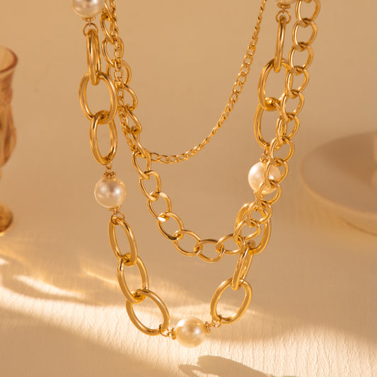 Collar Edna dorado con perla