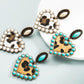 Aretes corazón bohemio azul